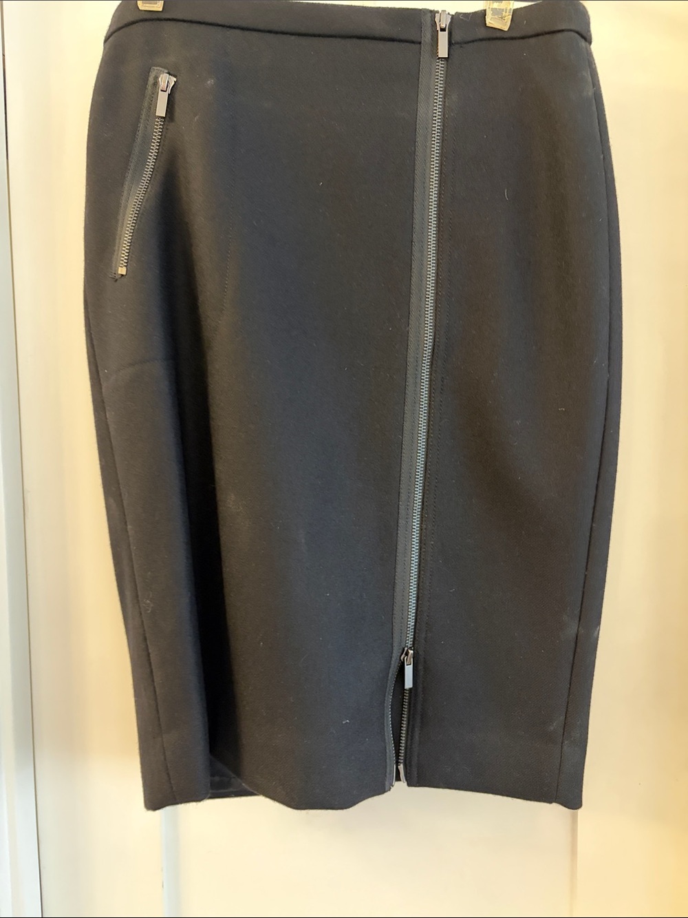 Banana Republic 100% Wool Black Pencil Skirt with Front Zip Detail